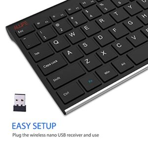 ALLIFE 2.4G Wireless Keyboard Stainless Steel Ultra Slim Full Size Keyboard with Numeric Keypad for Computer/Desktop/PC/Laptop/Surface/Smart TV and Windows 10/8/ 7 Built in Rechargeable Battery