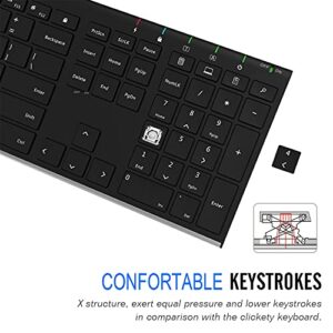 ALLIFE 2.4G Wireless Keyboard Stainless Steel Ultra Slim Full Size Keyboard with Numeric Keypad for Computer/Desktop/PC/Laptop/Surface/Smart TV and Windows 10/8/ 7 Built in Rechargeable Battery