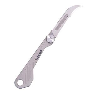 tacray titanium mini knife, utility small folding knife with replaceable scalpel/surgical blades, super lightweight pocket scalpel knife for edc, comes with 2pc extra blades for replacement