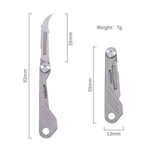 TACRAY Titanium Mini Knife, Utility Small Folding Knife with Replaceable Scalpel/surgical Blades, Super Lightweight Pocket Scalpel Knife for EDC, comes with 2pc Extra Blades for replacement