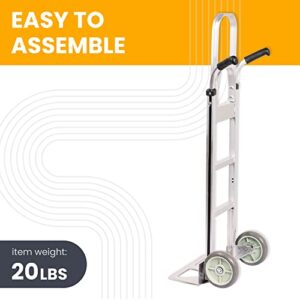 HaulPro Heavy Duty Hand Truck - Aluminum Dolly Cart for Moving - 500 Pound Capacity - 8" Rubber Wheels - 54" H x 18.5" W with 17.5 x 9 Nose Plate