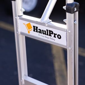 HaulPro Heavy Duty Hand Truck - Aluminum Dolly Cart for Moving - 500 Pound Capacity - 8" Rubber Wheels - 54" H x 18.5" W with 17.5 x 9 Nose Plate