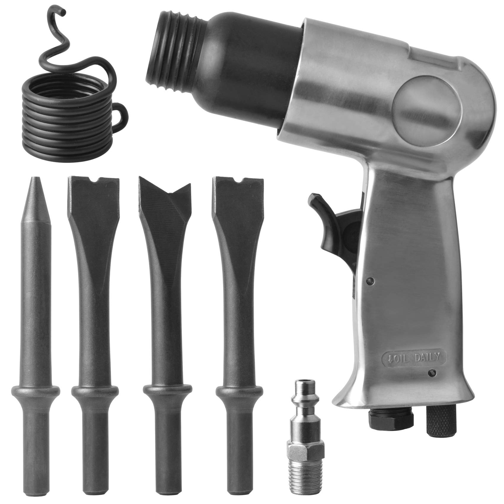 PROSHI 150mm air hammer kit 4-chisels, 4500 BPM, pneumatic hammer shovel tool, air chisel pneumatic shovel tool, pneumatic tools, air shovel by PROSHI