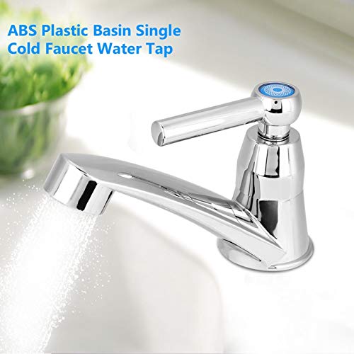 Basin Single Cold Faucet ABS Plastic Water Tap Bathroom Basin Kitchen Sink Accessories G1/2(20mm)(Straight Handle)