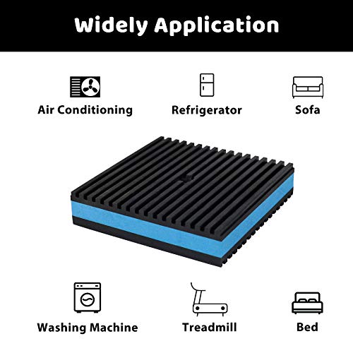 BJADE'S 4 Pack Anti-Vibration Isolation Rubber Pads with 3/8'' Pre-drill hole,4 x 4 x 7/8 inch Mechanical Vibration Damping Pads for HVAC,Air Compressor,Air Conditioner,Washer and Dryer