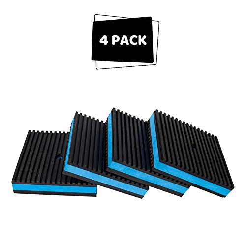 BJADE'S 4 Pack Anti-Vibration Isolation Rubber Pads with 3/8'' Pre-drill hole,4 x 4 x 7/8 inch Mechanical Vibration Damping Pads for HVAC,Air Compressor,Air Conditioner,Washer and Dryer
