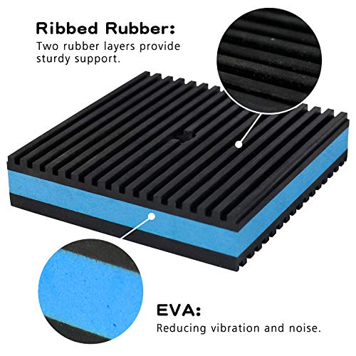 BJADE'S 4 Pack Anti-Vibration Isolation Rubber Pads with 3/8'' Pre-drill hole,4 x 4 x 7/8 inch Mechanical Vibration Damping Pads for HVAC,Air Compressor,Air Conditioner,Washer and Dryer