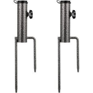 hotop, patio umbrella steel stand beach umbrella metal ground grass screw holder stands with 2 forks, safe for use (2 pieces)