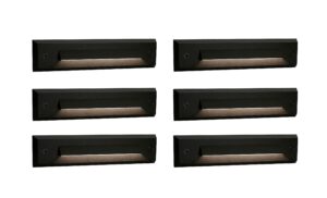 gkoled 6-pack low voltage 9-15v ac/dc led linear step lights, 2w landscape cutoff stair riser light, outdoor waterproof accent lighting fixtures, die-cast aluminum with black powder coated finish