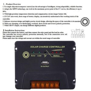 Jeanoko MPPT Solar Panel Regulator Power Generation Controller Intelligent Protection Regulator CPY Control Board for Digital Products 12V / 24V 10A