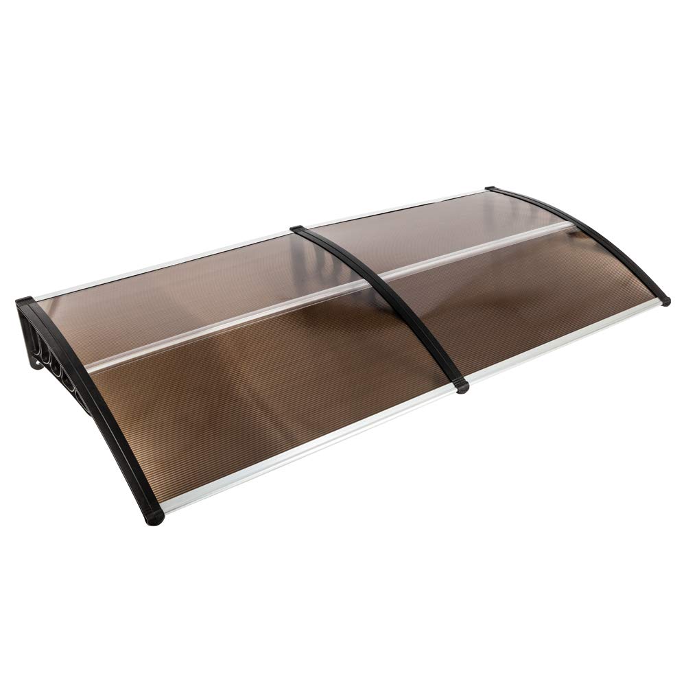 116 inch / 78 inch / 39 inch Window Awning Outdoor Polycarbonate Hollow Sheet Door Patio Canopy (40''x 80'', Dark Brown Canopy + Black Bracket)