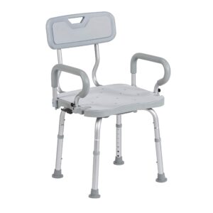 drive medical preservetech 360-degree swivel shower chair with arms & back, grey