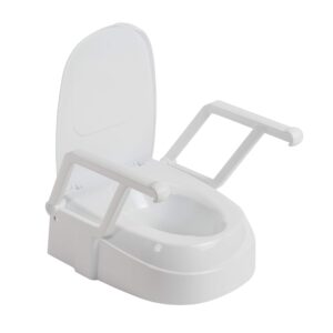 drive medical preservetech universal raised toilet seat with handles, white