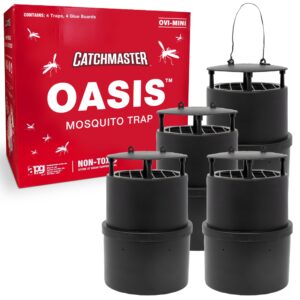catchmaster oasis ovi-mini mosquito trap 4pk, home outdoor mosquito control, mosquito killer outdoor, pet safe backyard insect killer, glue board bug catcher, pool, patio, shed & garden pest control