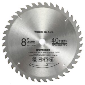 bluenathxrpr 8" 40 teeth carbide tip wood cutting circular saw blade table saw blade miter saw blade with 5/8" arbor for general purpose