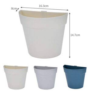 Cuteam Flower Pots for Garden, Semicircle Plant Bonsai Flower Pot Planter Bucket Wall Mount Office Home Decor Beige