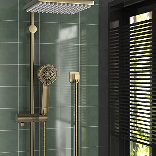 Lavatrum Wall Mounted Supply Elbow, Wall Elbow for Hand Shower, Solid Brass Square Wall Supply Elbow, Check Valve Included (Square, Brushed Gold)