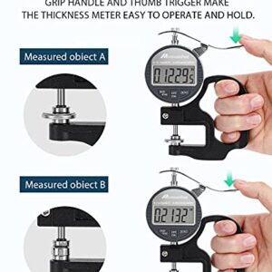 Mxmoonfree Digital Thickness Gauge 0.001mm/0.00005" | 0-12.7mm/0.5" Electronic Micrometer Thickness Meter with LCD Display, Unit Conversion, Storage Case, Extra Battery
