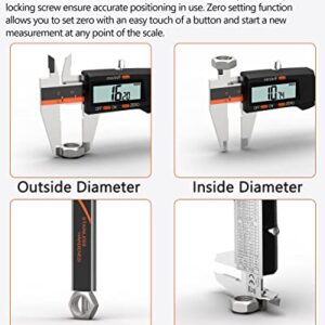 Digital Caliper, ROFMAPLE 6" Calipers Measuring Tool with 32 Blades Steel Feeler Gauge, Dual Marked Metric and Imperial, Inch Millimeter and Fraction Conversion, Large LCD Screen, Auto-Off Feature