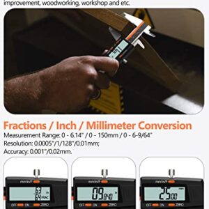 Digital Caliper, ROFMAPLE 6" Calipers Measuring Tool with 32 Blades Steel Feeler Gauge, Dual Marked Metric and Imperial, Inch Millimeter and Fraction Conversion, Large LCD Screen, Auto-Off Feature