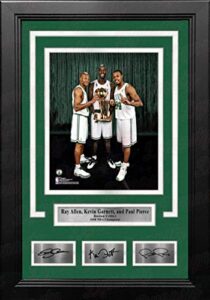 ray allen, kevin garnett, & paul pierce 2008 basketball champions celtics 8" x 10" framed photo with engraved autographs