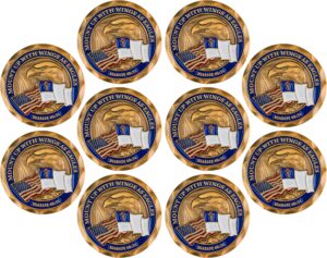 mount up with wings as eagles, bulk pack of 10 christian coin tokens, collectible religious american flag military challenge coin souvenir, antique gold-color plated bald eagle gift, isaiah 40:33