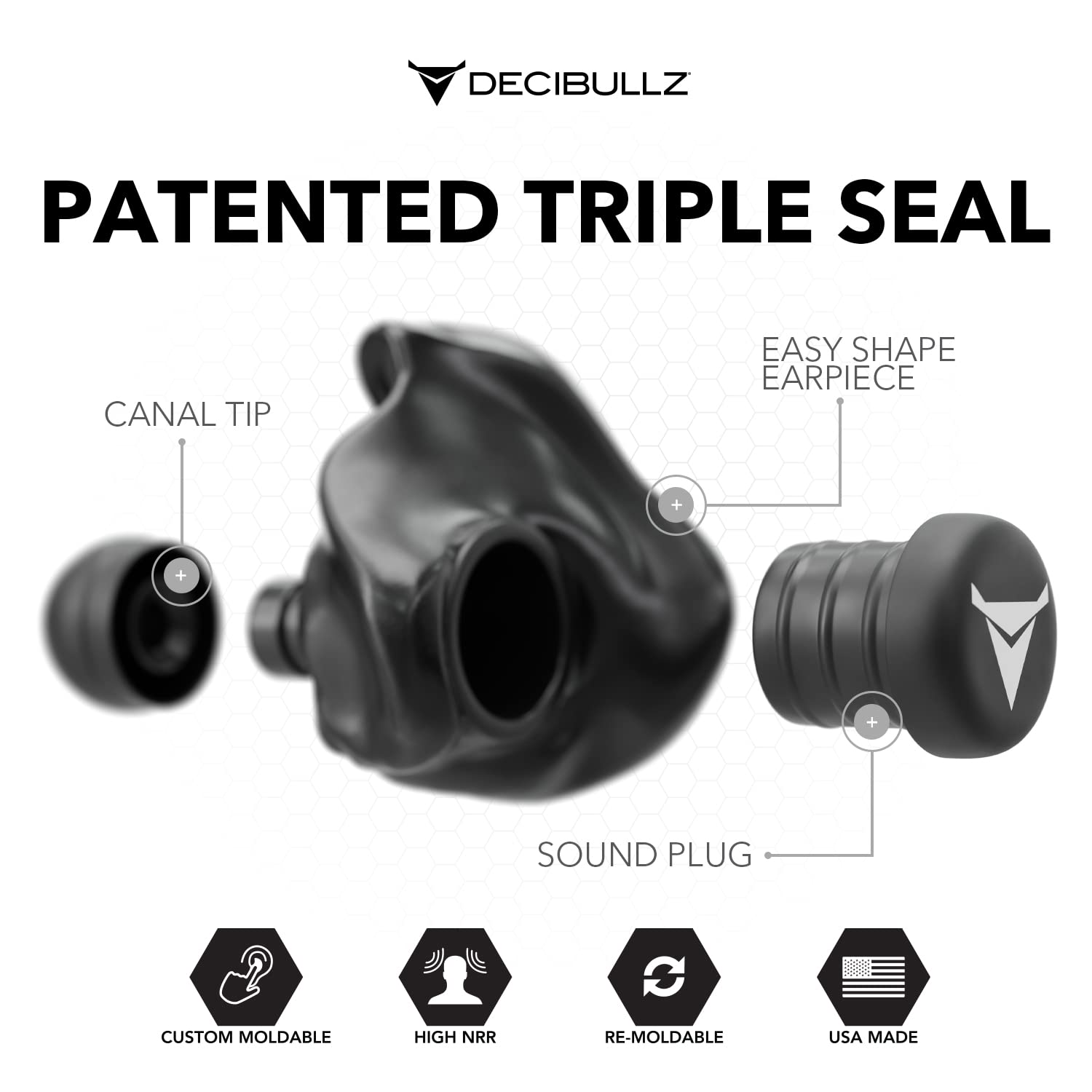 Decibullz Custom Molded Earplugs Pro Pack (Black) Bundle