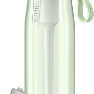 Philips GoZero Everyday Filtered Water Bottle with Philips Everyday Water Filter, BPA-Free Tritan Plastic, Purify Tap Water Into Healthy Drinking Tasting Water, 22 oz, Green