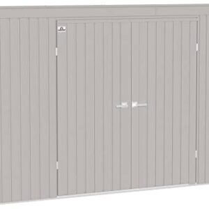 Arrow Shed Elite 10' x 4' Outdoor Lockable Steel Storage Shed Building with Pent Roof, Cool Grey