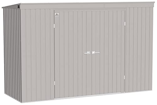 Arrow Shed Elite 10' x 4' Outdoor Lockable Steel Storage Shed Building with Pent Roof, Cool Grey