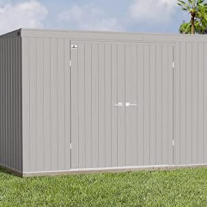 Arrow Shed Elite 10' x 4' Outdoor Lockable Steel Storage Shed Building with Pent Roof, Cool Grey