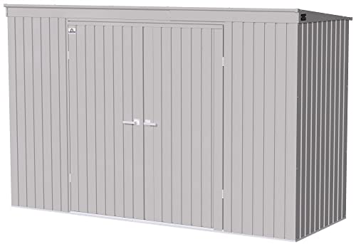 Arrow Shed Elite 10' x 4' Outdoor Lockable Steel Storage Shed Building with Pent Roof, Cool Grey