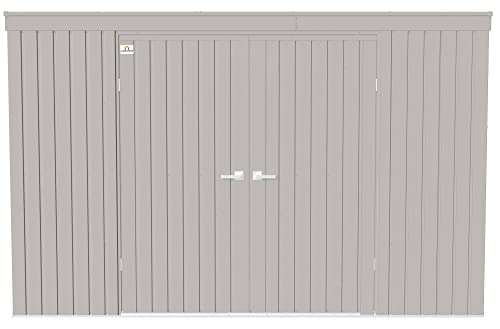 Arrow Shed Elite 10' x 4' Outdoor Lockable Steel Storage Shed Building with Pent Roof, Cool Grey