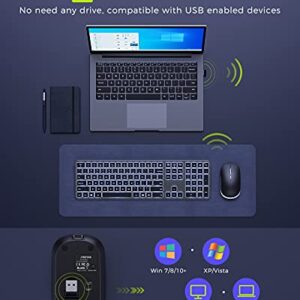 Backlit Wireless Keyboard and Mouse Combo, seenda Rechargeable 2.4G USB Cordless Illuminated Keyboard & Mouse, Ultra Slim Full Size Computer Keyboard and Mouse for Windows 7/8/10 Laptop Desktop PC