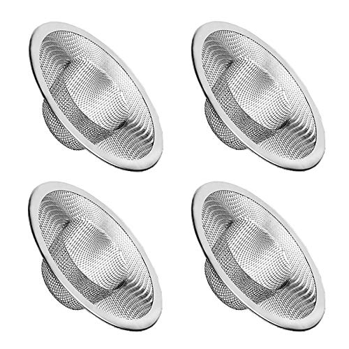 4pcs Heavy Duty Stainless Steel Slop Basket Filter Trap, 2.75" Top / 1" Mesh Metal Sink Strainer,Perfect for Kitchen Sink/Bathroom Bathtub Wash Basin Floor Drain Balcony Drain Hole,Utility