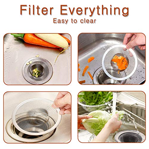 4pcs Heavy Duty Stainless Steel Slop Basket Filter Trap, 2.75" Top / 1" Mesh Metal Sink Strainer,Perfect for Kitchen Sink/Bathroom Bathtub Wash Basin Floor Drain Balcony Drain Hole,Utility