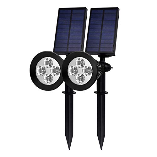 hyperpower Elite 2x4 LED Solar Landscape Spot Lights Outdoor Adjustable Solar Panel 180°Swivel Light Head 90° New Technique Monocrystalline Silicon 3w Solar Panel (136x80MM) 2xPACK