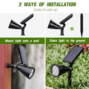 hyperpower Elite 2x4 LED Solar Landscape Spot Lights Outdoor Adjustable Solar Panel 180°Swivel Light Head 90° New Technique Monocrystalline Silicon 3w Solar Panel (136x80MM) 2xPACK