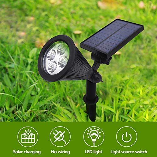 hyperpower Elite 2x4 LED Solar Landscape Spot Lights Outdoor Adjustable Solar Panel 180°Swivel Light Head 90° New Technique Monocrystalline Silicon 3w Solar Panel (136x80MM) 2xPACK