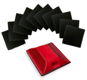 adhesive sticky pads for road reflectors | pack of 10 | 4 by 4 inch butyl pads | sticks to street, pavement and asphalt | industrial grade glue for reflector markers (reflectors sold separately)