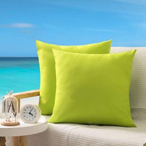 OHCOZZY Pack of 2 Outdoor Pillow Covers, Waterproof Decorative Throw Cushion Case Pillowcase for Garden Patio Furniture 18x18 Inch Apple Green