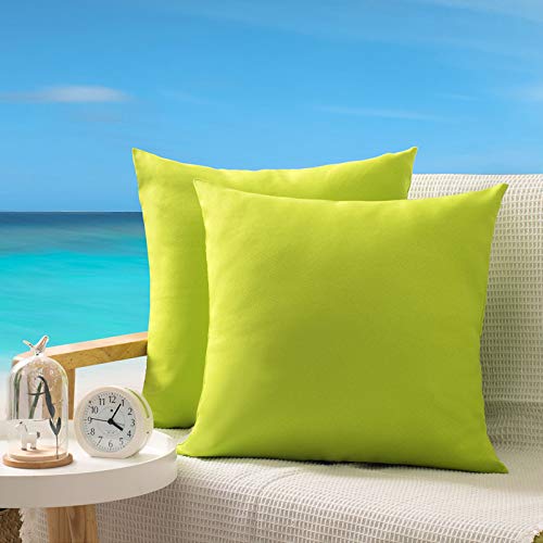 OHCOZZY Pack of 2 Outdoor Pillow Covers, Waterproof Decorative Throw Cushion Case Pillowcase for Garden Patio Furniture 18x18 Inch Apple Green