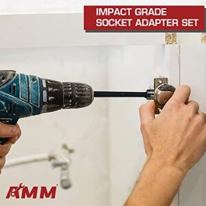 AMM 9-Piece Impact Grade Socket Adapter Set，1/4", 3/8", and 1/2" Drive | 3", 6", and 12" Socket Driver Adaptor，Adapt Your Power Drill To High Torque Impact Wrench