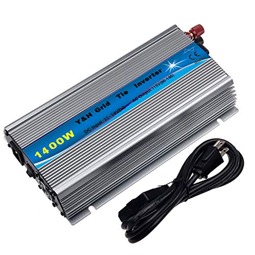 Y&H 1400W Grid Tie Inverter Stackable MPPT Pure Sine Wave DC30-45V Solar Input AC110/120V Power Output fit for 24V 36V PV Panel【Voc34-46V】