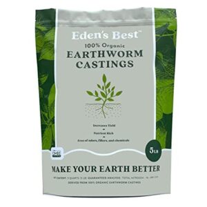 eden’s best worm castings organic fertilizer | 100% organic fertilizer | organic fertilizer for vegetable garden | garden fertilizer | 5 pound bag