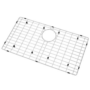 lqs kitchen sink grid, sink protectors for kitchen sink 28 3/8" x 15 3/8" with rear drain hole for single sink bowl, stainless steel sink grate, sink protector, sink bottom grid