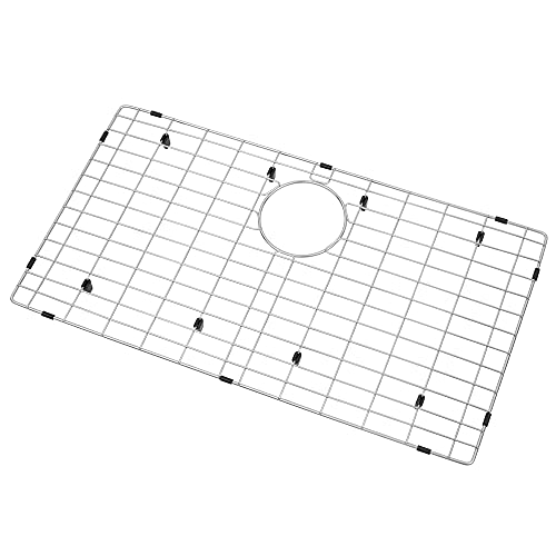 LQS Kitchen Sink Grid, Sink Protectors for Kitchen Sink 28 3/8" x 15 3/8" with Rear Drain Hole for Single Sink Bowl, Stainless Steel Sink Grate, Sink Protector, Sink Bottom Grid