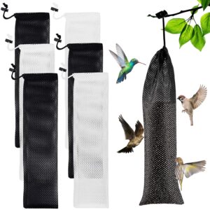 mewtogo 6 pcs wild bird food finch sock feeder kits - thistle seed sacks with food grade foldable funnels, wild bird food supply tools for wildlife goldfinch feeding (3.9" x 15.7")