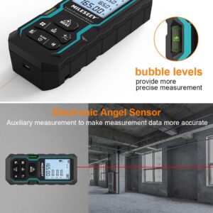 Laser Measure with Digital Angle Display, Mileseey by RockSeed 165 Feet with Electronic Level Control,M/in/Ft Unit Switching Backlit LCD and Pythagorean Mode, Measure Distance, Area, Volume