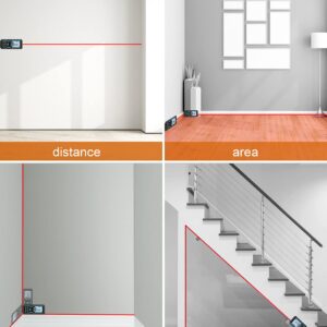 Laser Measure with Digital Angle Display, Mileseey by RockSeed 165 Feet with Electronic Level Control,M/in/Ft Unit Switching Backlit LCD and Pythagorean Mode, Measure Distance, Area, Volume